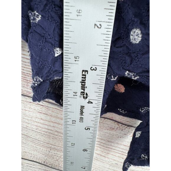 Ett:Twa Anthropologie Button Up Romper Women's Large Navy Blue Sanddollar Print - Picture 9 of 10